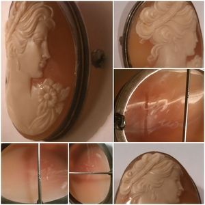 True Vintage Carved Shell Cameo Signed